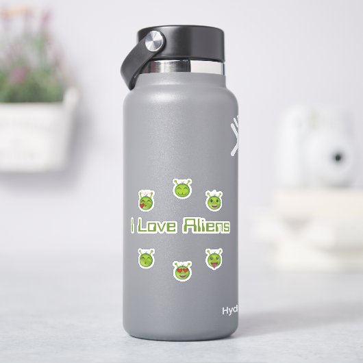 Ik hou van buitenaardse wezens sticker (HydroFlask)