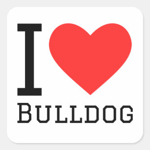 Ik hou van bulldog vierkante sticker