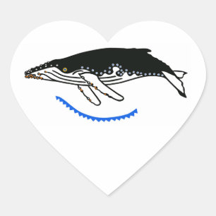 Ik hou van bultruggen - Marine - Ocean blue Hart Sticker