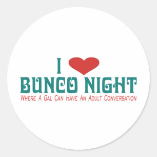 ik hou van bunco nacht ronde sticker