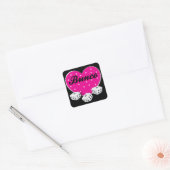 Ik hou van Bunco Valentijns Stippen hart met dobbe Vierkante Sticker (Envelop)