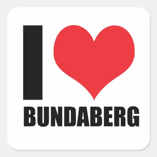 Ik hou van Bundaberg Vierkante Sticker (Voorkant)