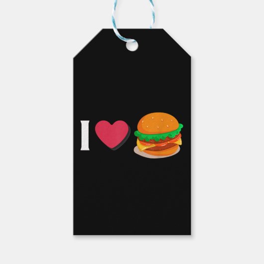 Ik hou van Burger Cheeseburger Ongezond Eten Cadeaulabel (Voorkant)