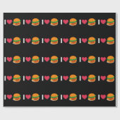 Ik hou van Burger Cheeseburger Ongezond Eten Cadeaupapier (Vlak)