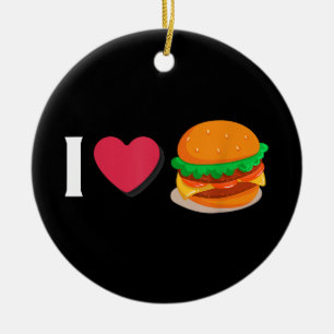 Ik hou van Burger Cheeseburger Ongezond Eten Keramisch Ornament