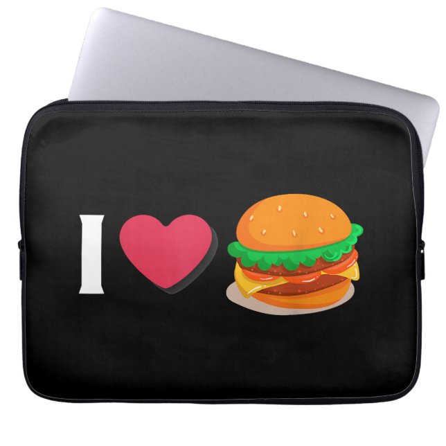 Ik hou van Burger Cheeseburger Ongezond Eten  Laptop Sleeve (Voorkant)