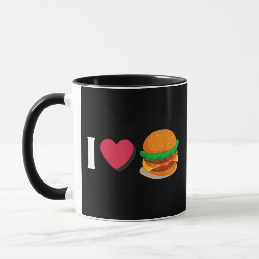 Ik hou van Burger Cheeseburger Ongezond Eten Mok (Links)