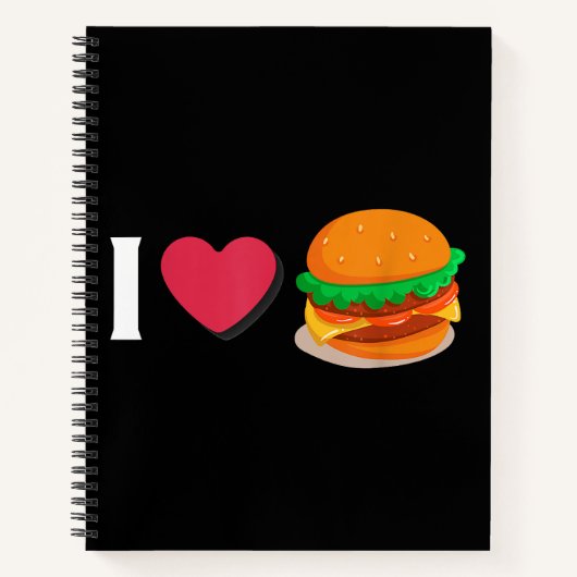 Ik hou van Burger Cheeseburger Ongezond Eten Notitieboek (Voorkant)