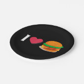 Ik hou van Burger Cheeseburger Ongezond Eten Papieren Bordje (Gekanteld)