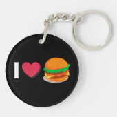 Ik hou van Burger Cheeseburger Ongezond Eten  Sleutelhanger (Achterkant)