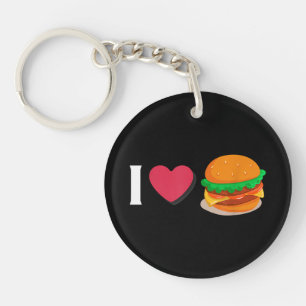 Ik hou van Burger Cheeseburger Ongezond Eten Sleutelhanger
