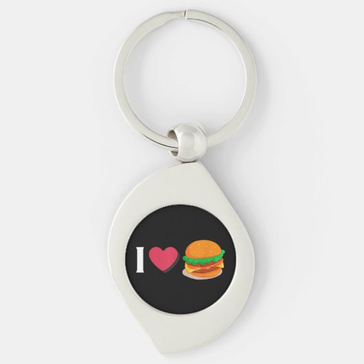 Ik hou van Burger Cheeseburger Ongezond Eten Sleutelhanger (Voorkant)