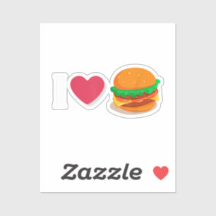 Ik hou van Burger Cheeseburger Ongezond Eten Sticker