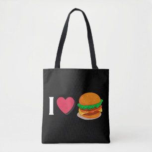 Ik hou van Burger Cheeseburger Ongezond Eten Tote Bag