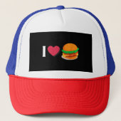 Ik hou van Burger Cheeseburger Ongezond Eten Trucker Pet (Voorkant)