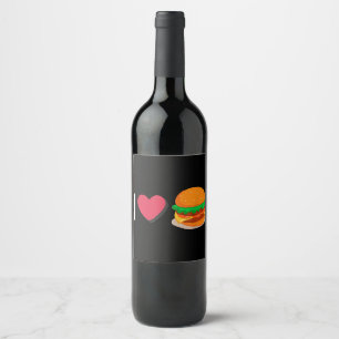 Ik hou van Burger Cheeseburger Ongezond Eten Wijn Etiket
