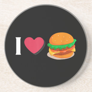Ik hou van Burger Cheeseburger Ongezond Eten Zandsteen Onderzetter