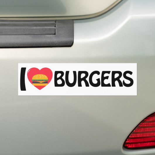 Ik hou van Burgers Bumpersticker (Op auto)
