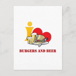 Ik hou van Burgers en Beer Ah de hamburger Briefkaart