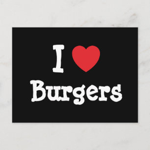 Ik hou van Burgers hart T-Shirt Briefkaart