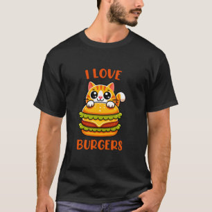 Ik Hou Van Burgers Schattige Kat Grappig Eten Lief T-shirt
