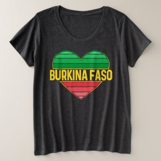 Ik hou van Burkina Faso, hart van Burkinabè Grote Maat T-shirt (Design voorkant)