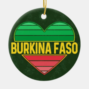 Ik hou van Burkina Faso, hart van Burkinabè Keramisch Ornament
