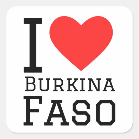 Ik hou van Burkina Faso Vierkante Sticker (Voorkant)