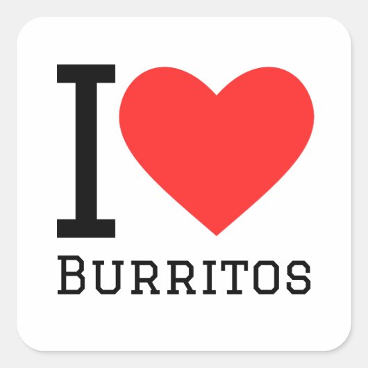 Ik hou van burritos vierkante sticker (Voorkant)
