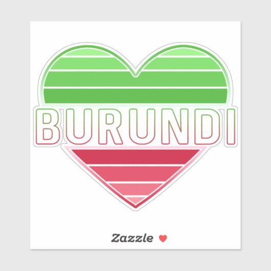ik hou van burundi, burundese vlag kleuren hart sticker (Vel)