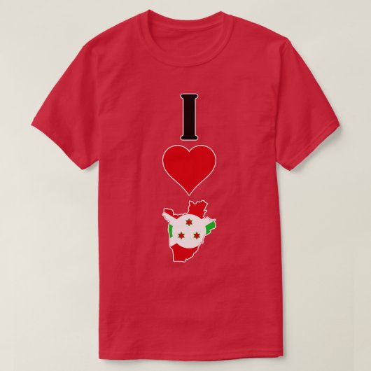 Ik hou van Burundi Verticale I Heart Country Vlagg T-shirt (Design voorkant)