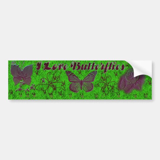 Ik hou van Butterflies Bumpersticker (Voorkant)