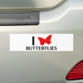 Ik hou van Butterflies Bumpersticker (Op auto)