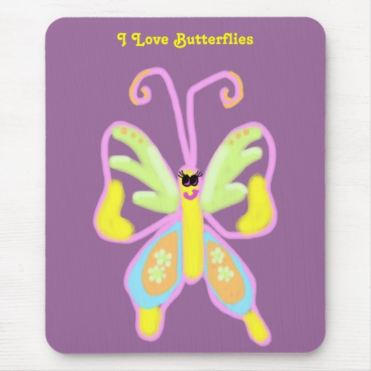Ik hou van Butterflies Mousepad Muismat (Voorkant)