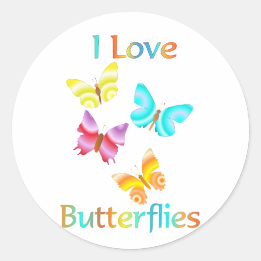 Ik hou van Butterflies Ronde Sticker (Voorkant)