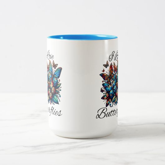 Ik hou van Butterflies Tweekleurige Koffiemok (Center)