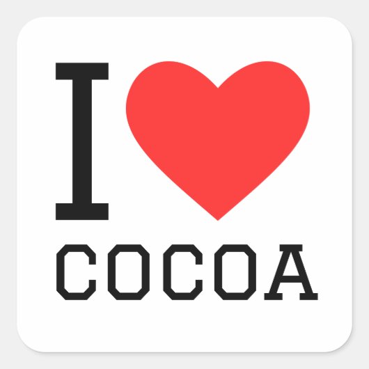 Ik hou van cacao vierkante sticker (Voorkant)