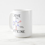 Ik hou van cafeïne koffiemok (Voorkant links)