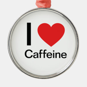 Ik hou van cafeïne metalen ornament