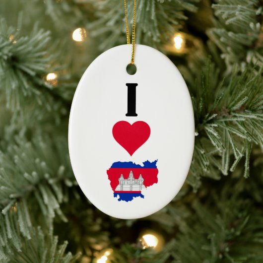 Ik hou van Cambodja Verticaal I Heart Country Flag Keramisch Ornament (Boom)