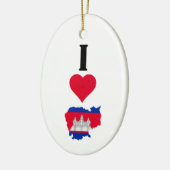 Ik hou van Cambodja Verticaal I Heart Country Flag Keramisch Ornament (Links)