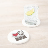 Ik hou van  camera zandsteen onderzetter (Zijkant)