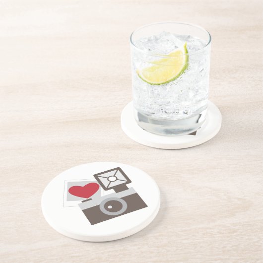 Ik hou van  camera zandsteen onderzetter (Zijkant)