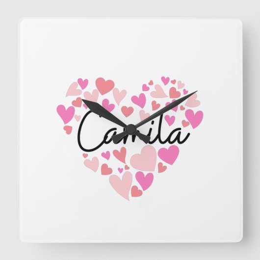 Ik hou van Camila Vierkante Klok (Voorkant)