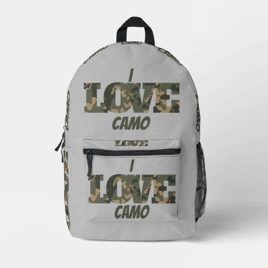 Ik hou van camouflage groen bruin | bedrukte rugzak (Voorkant)