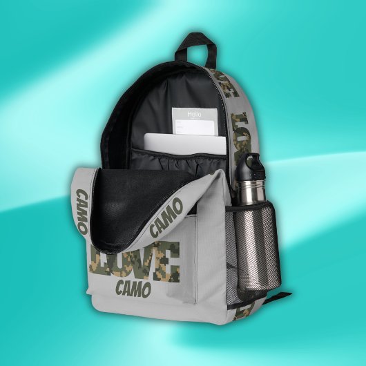 Ik hou van camouflage groen bruin | bedrukte rugzak