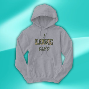 Ik hou van camouflage groen bruin hoodie