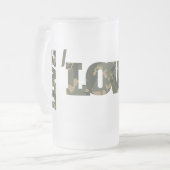 Ik hou van camouflage groen bruin | matglas bierpul (Voorkant links)