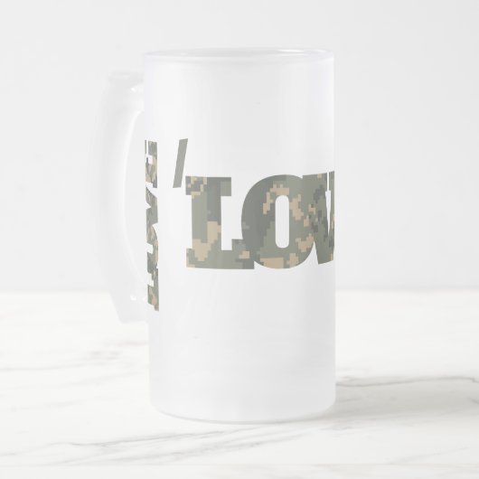 Ik hou van camouflage groen bruin | matglas bierpul (Voorkant links)