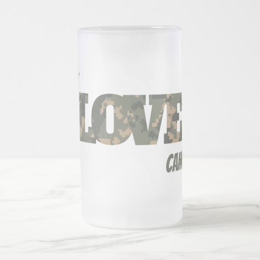 Ik hou van camouflage groen bruin | matglas bierpul (Center)